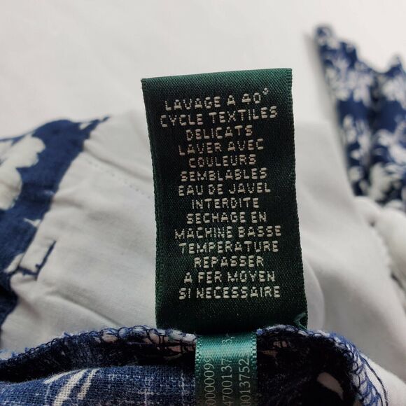 Ralph Lauren Womens Pants Large Navy Blue White Floral Linen Cropped Capri - Picture 5 of 6